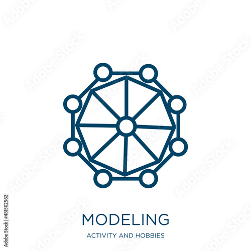 modeling icon from activity and hobbies collection. Thin linear modeling, model, business outline icon isolated on white background. Line vector modeling sign, symbol for web and mobile