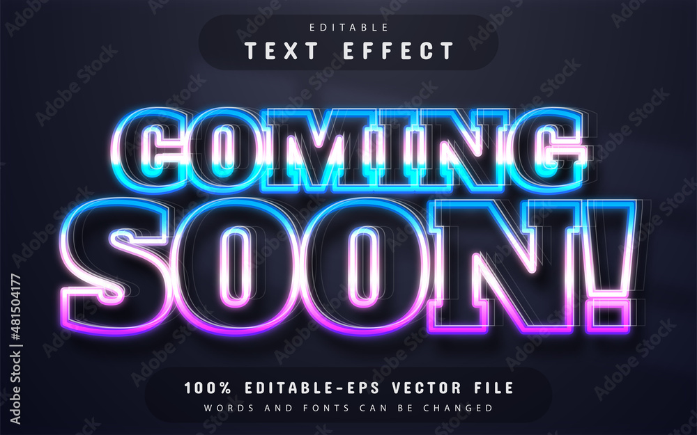 Fototapeta premium Coming soon neon style text effect