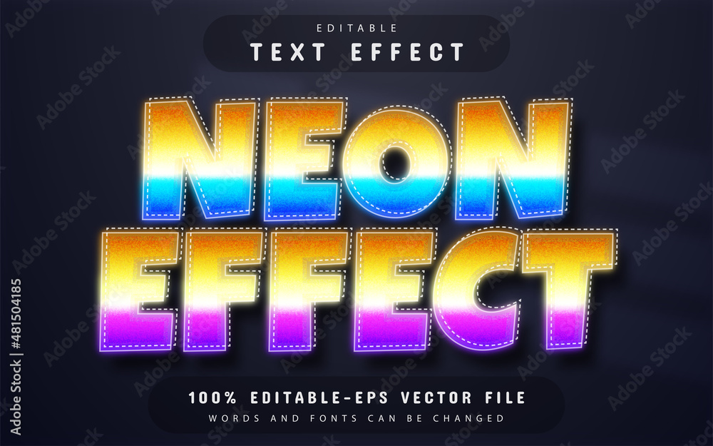 Neon text effect editable Stock Vector | Adobe Stock