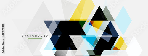 Color triangles composition, geometric abstract background. Techno or business concept, pattern for wallpaper, banner, background, landing page