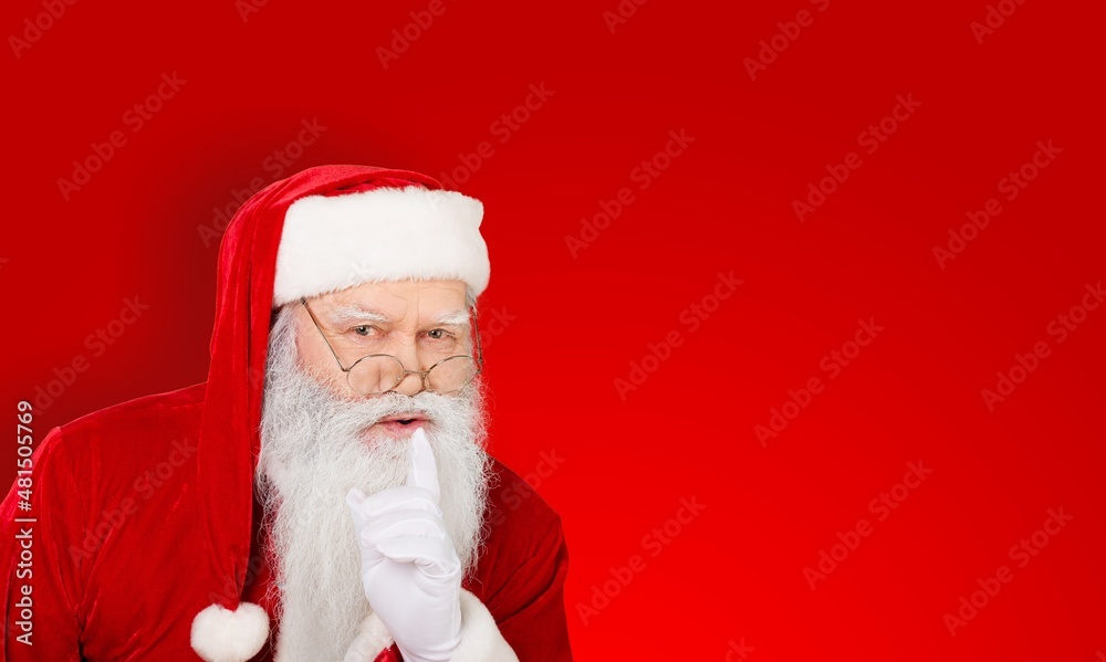 Photo of funny fat santa claus wear red hat smiling Photo of funny fat santa claus wear red hat smiling