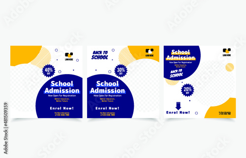 School education admission social media post and web banner template set design