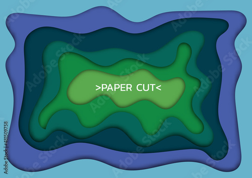 colorful papercut shapes. 3d abstract background. green,blue,purple. paper art design