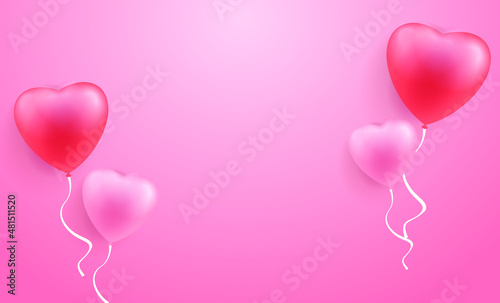 background 3d heart flying on pink background. Vector symbols of love for Happy Women's, Mother's, Valentine's Day, birthday greeting card design.