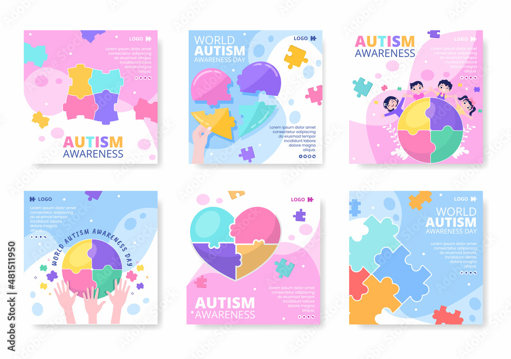 World Autism Awareness Day Post Template Flat Illustration Editable of Square Background Suitable for Social media or Greetings Card