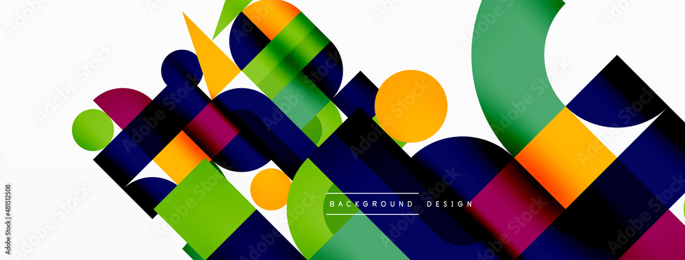 Obraz premium Minimal geometric abstract background. Circle square and triangle design. Trendy techno business template for wallpaper, banner, background or landing