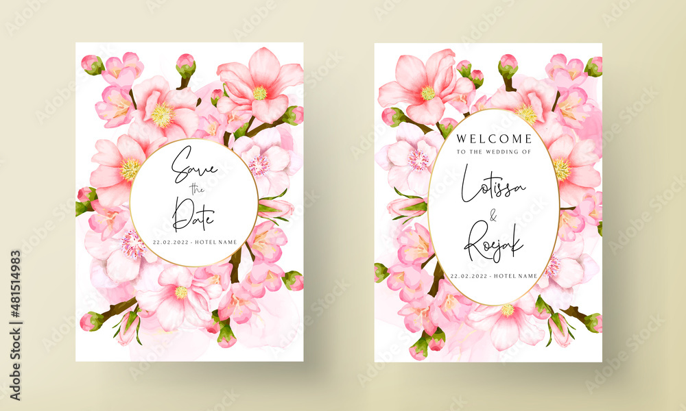 Romantic valentine flower wedding invitation card template