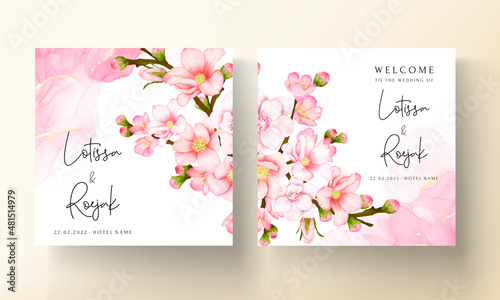 Romantic valentine flower wedding invitation card template