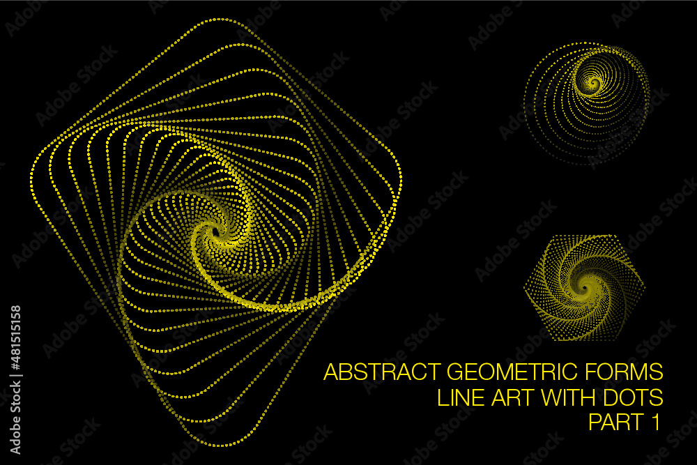 Formas abstractas hechas con puntos. Parte 1, 6 elementos.