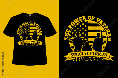 T-shirt special forces soldier power veteran typography vintage illustration