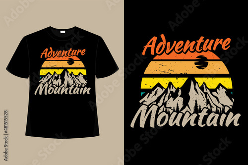 T-shirt mountain adventure pine retro vintage illustration