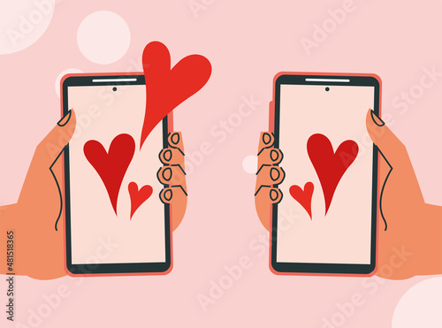 smartphones with hearts photo