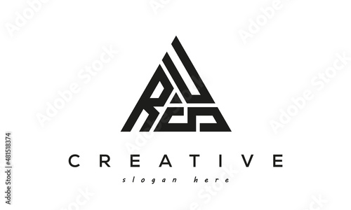 RUS creative tringle three letters logo design	