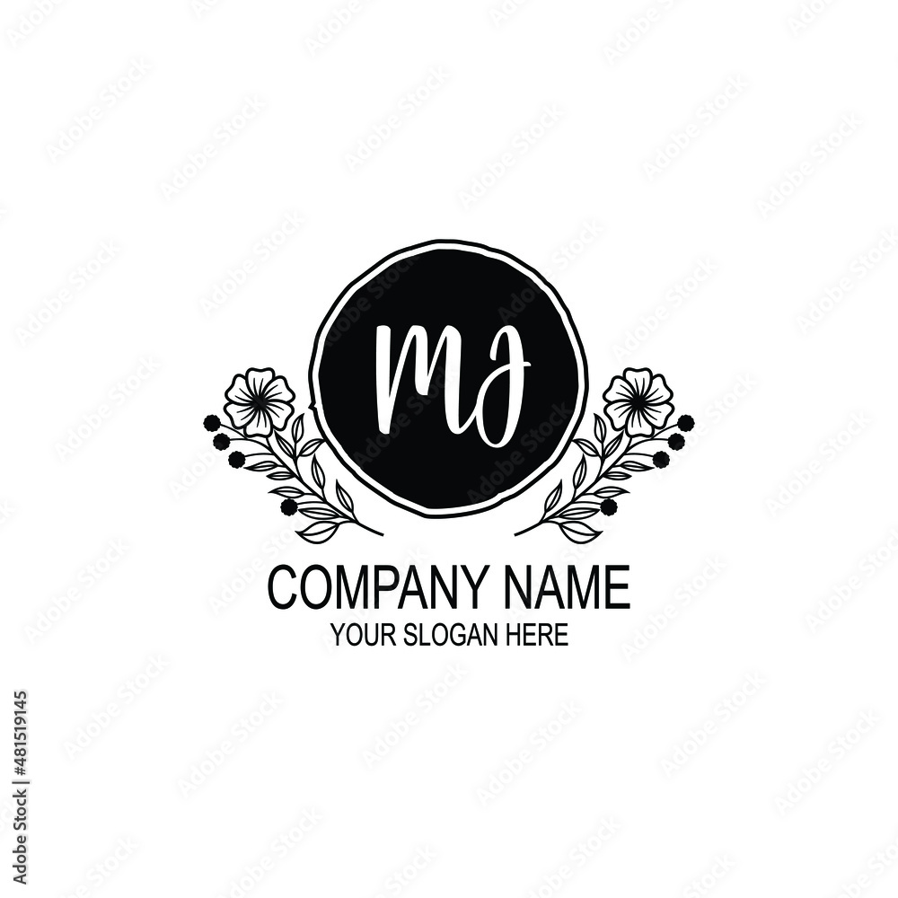 MJ initial hand drawn wedding monogram logos