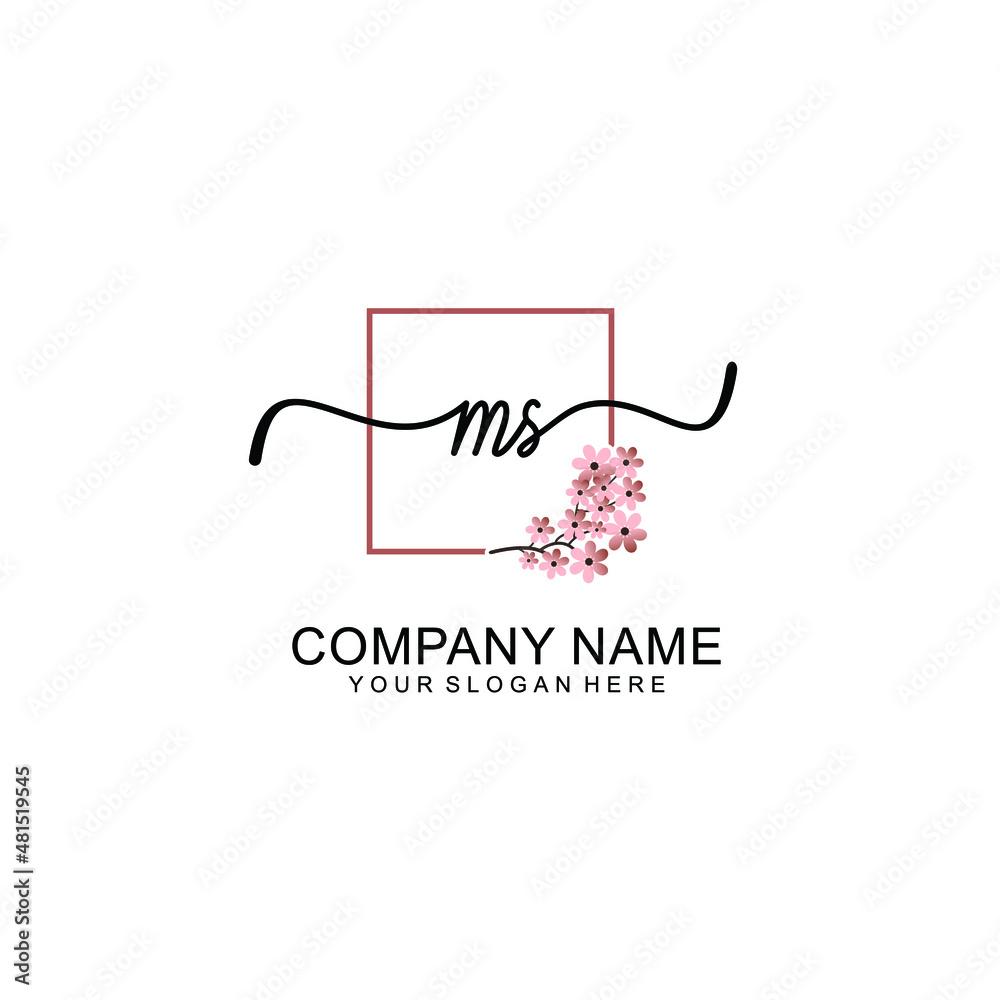 Initial MS beauty monogram and elegant logo design handwriting logo of initial signature Initial MS beauty monogram and elegant logo design handwriting logo of initial signature