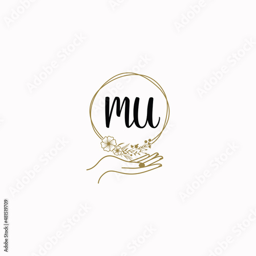 MU initial hand drawn wedding monogram logos
