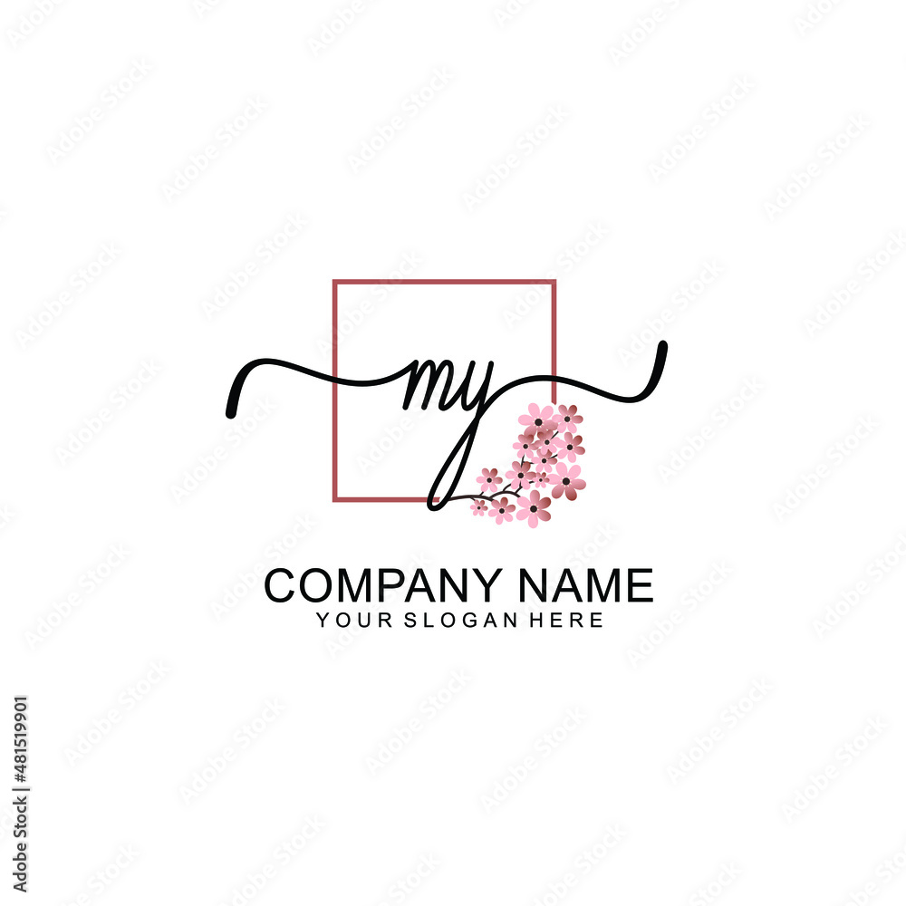 Initial MY beauty monogram and elegant logo design handwriting logo of initial signature Initial MY beauty monogram and elegant logo design handwriting logo of initial signature
