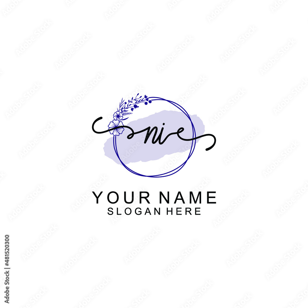Initial NI beauty monogram and elegant logo design handwriting logo of initial signature Initial NI beauty monogram and elegant logo design handwriting logo of initial signature