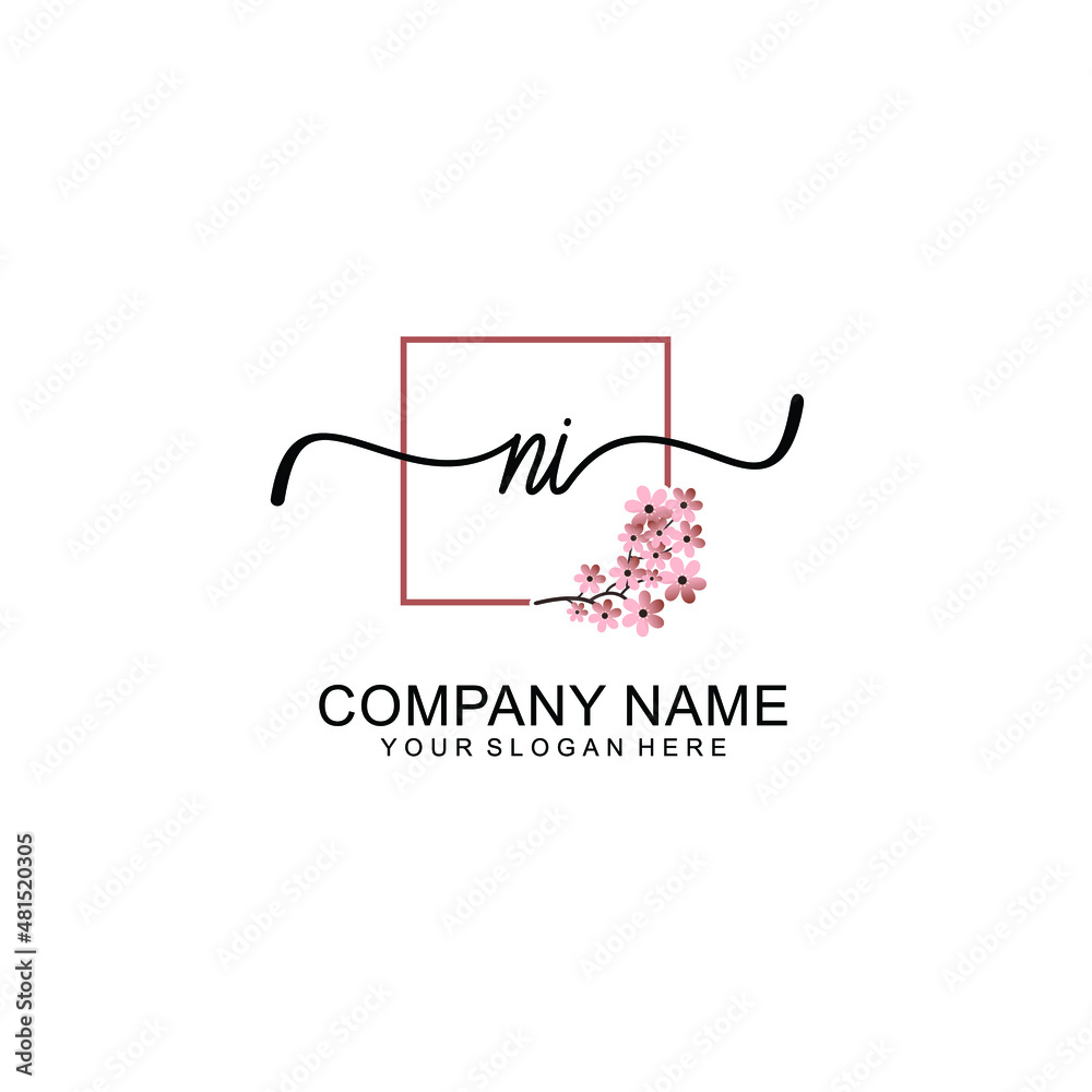 Initial NI beauty monogram and elegant logo design handwriting logo of initial signature Initial NI beauty monogram and elegant logo design handwriting logo of initial signature