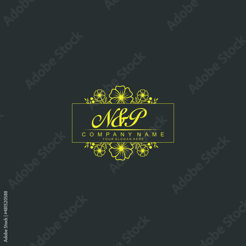 NP Initial handwriting logo vector. Hand lettering for designs