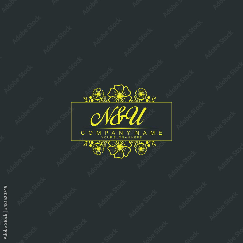NU Initial handwriting logo vector. Hand lettering for designs NU Initial handwriting logo vector. Hand lettering for designs