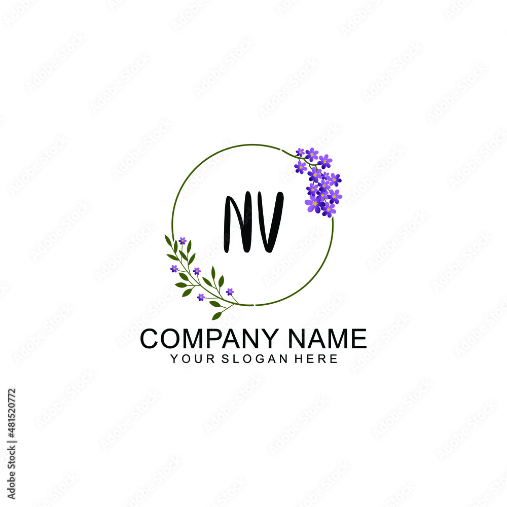 NV Initial handwriting logo vector. Hand lettering for designs NV Initial handwriting logo vector. Hand lettering for designs