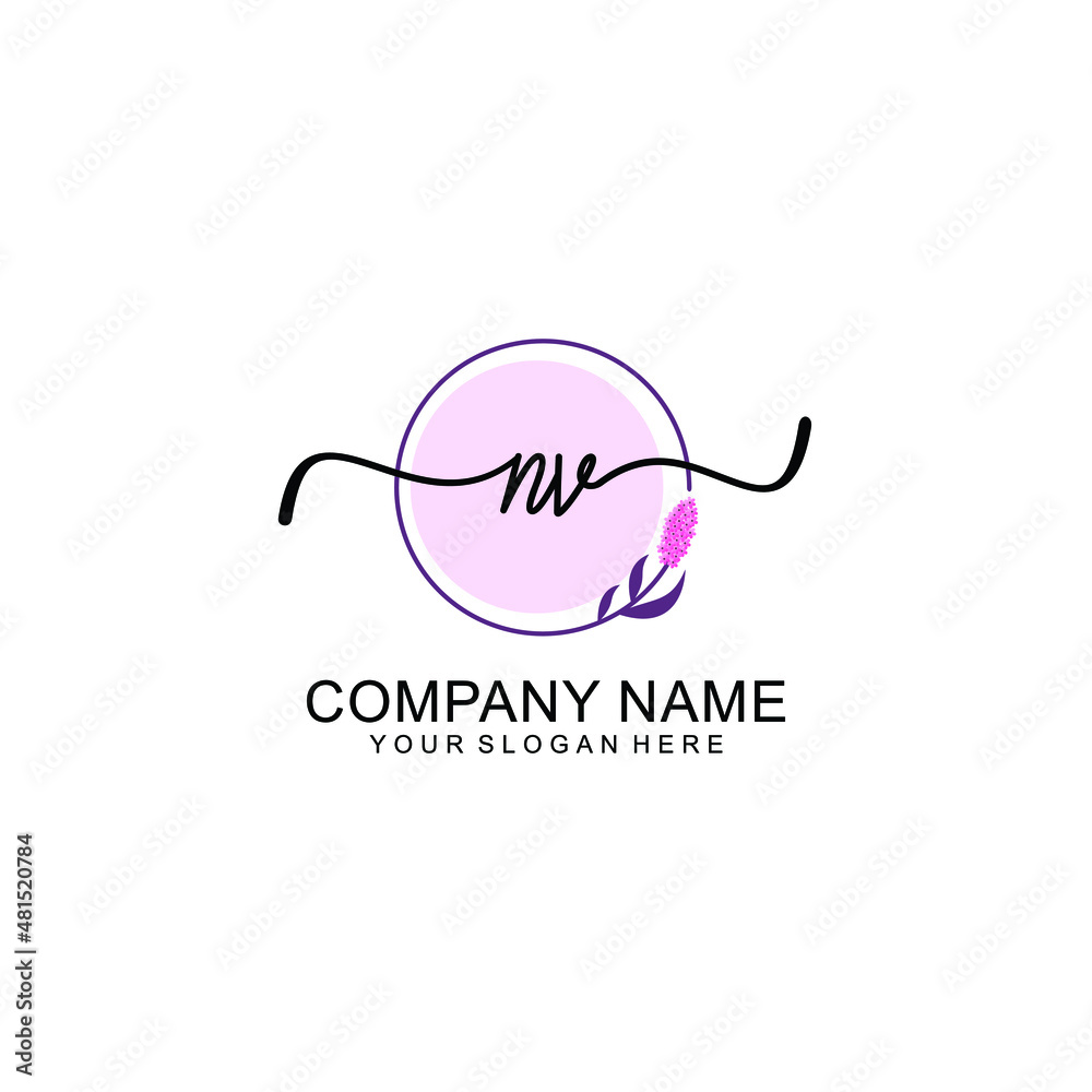 Initial NV beauty monogram and elegant logo design handwriting logo of initial signature Initial NV beauty monogram and elegant logo design handwriting logo of initial signature