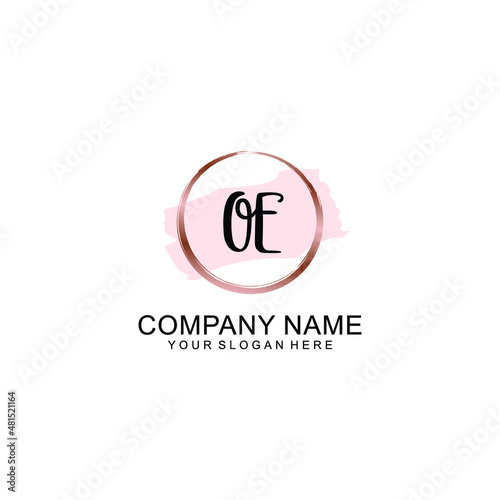 OE Initial handwriting logo vector. Hand lettering for designs