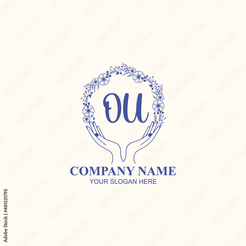 OU initial hand drawn wedding monogram logos