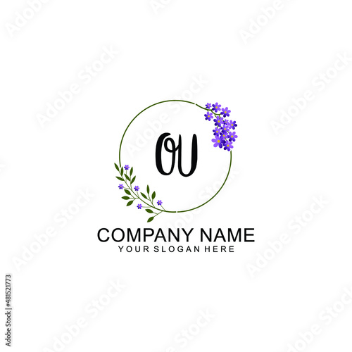 OU Initial handwriting logo vector. Hand lettering for designs