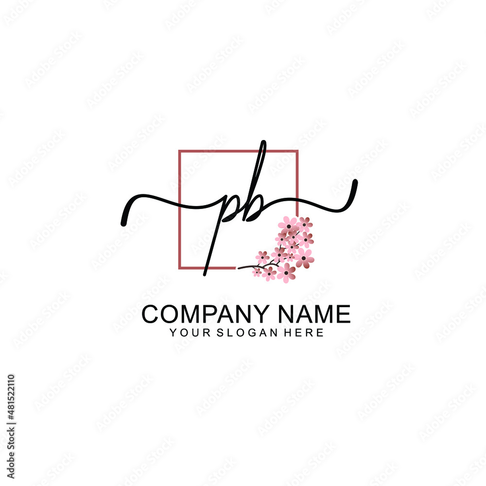 Initial PB beauty monogram and elegant logo design handwriting logo of initial signature Initial PB beauty monogram and elegant logo design handwriting logo of initial signature