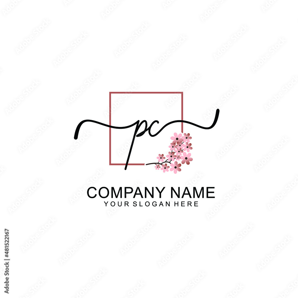 Initial PC beauty monogram and elegant logo design handwriting logo of initial signature Initial PC beauty monogram and elegant logo design handwriting logo of initial signature