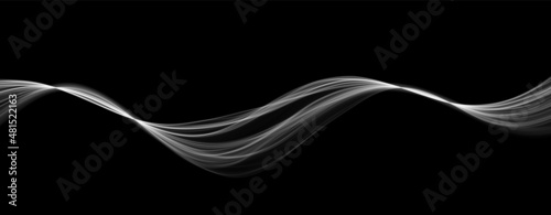 White abstract wave. Magic line design. Flow curve motion element. Neon gradient wavy illiustration.