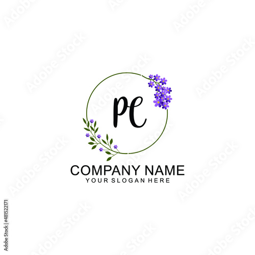 PC Initial handwriting logo vector. Hand lettering for designs