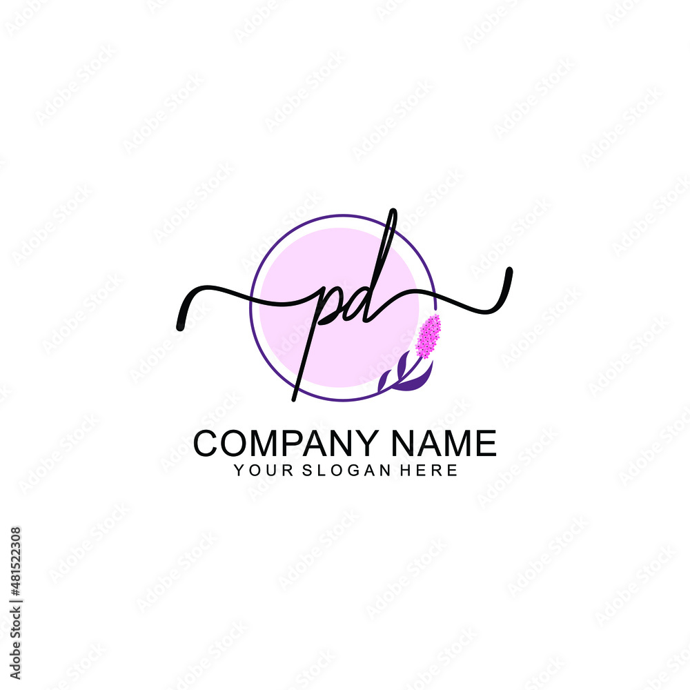 Initial PD beauty monogram and elegant logo design handwriting logo of initial signature Initial PD beauty monogram and elegant logo design handwriting logo of initial signature