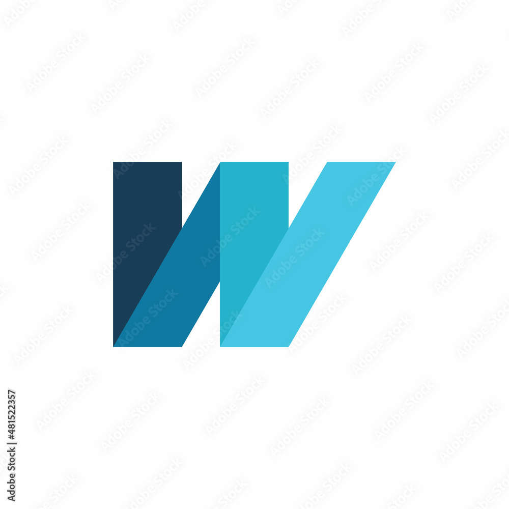 blue color initial w letter shape logo design blue color initial w letter shape logo design