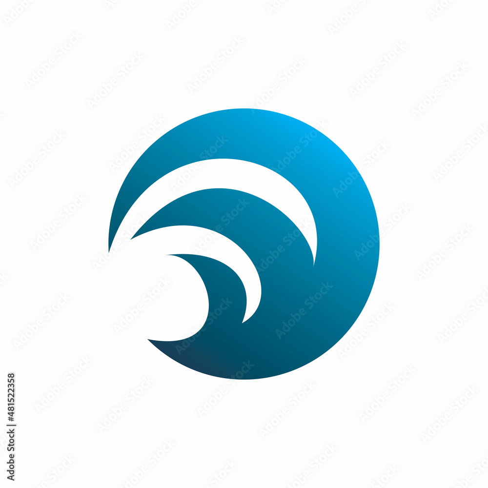 blue color circle ocean wave logo design blue color circle ocean wave logo design