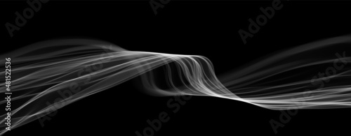 White abstract wave. Magic line design. Flow curve motion element. Neon gradient wavy illiustration.