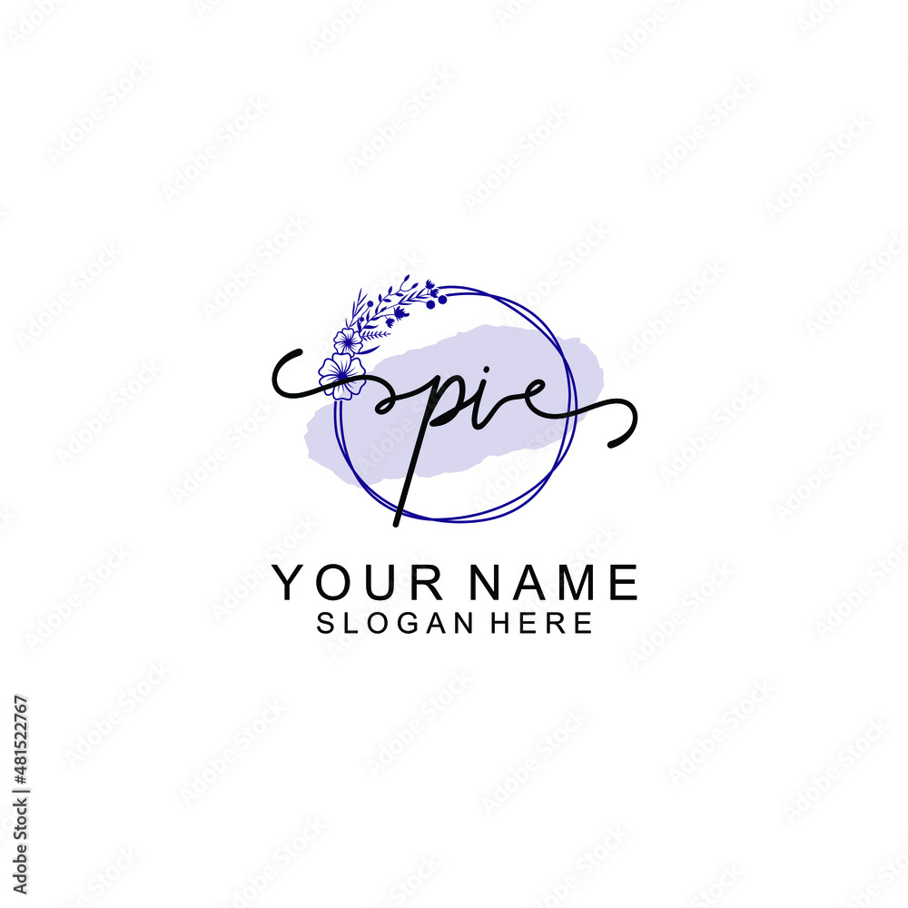 Initial PI beauty monogram and elegant logo design handwriting logo of initial signature Initial PI beauty monogram and elegant logo design handwriting logo of initial signature