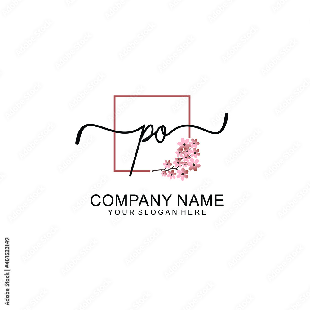 Initial PO beauty monogram and elegant logo design handwriting logo of initial signature Initial PO beauty monogram and elegant logo design handwriting logo of initial signature