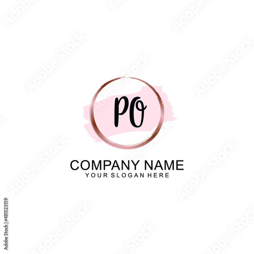 PO Initial handwriting logo vector. Hand lettering for designs