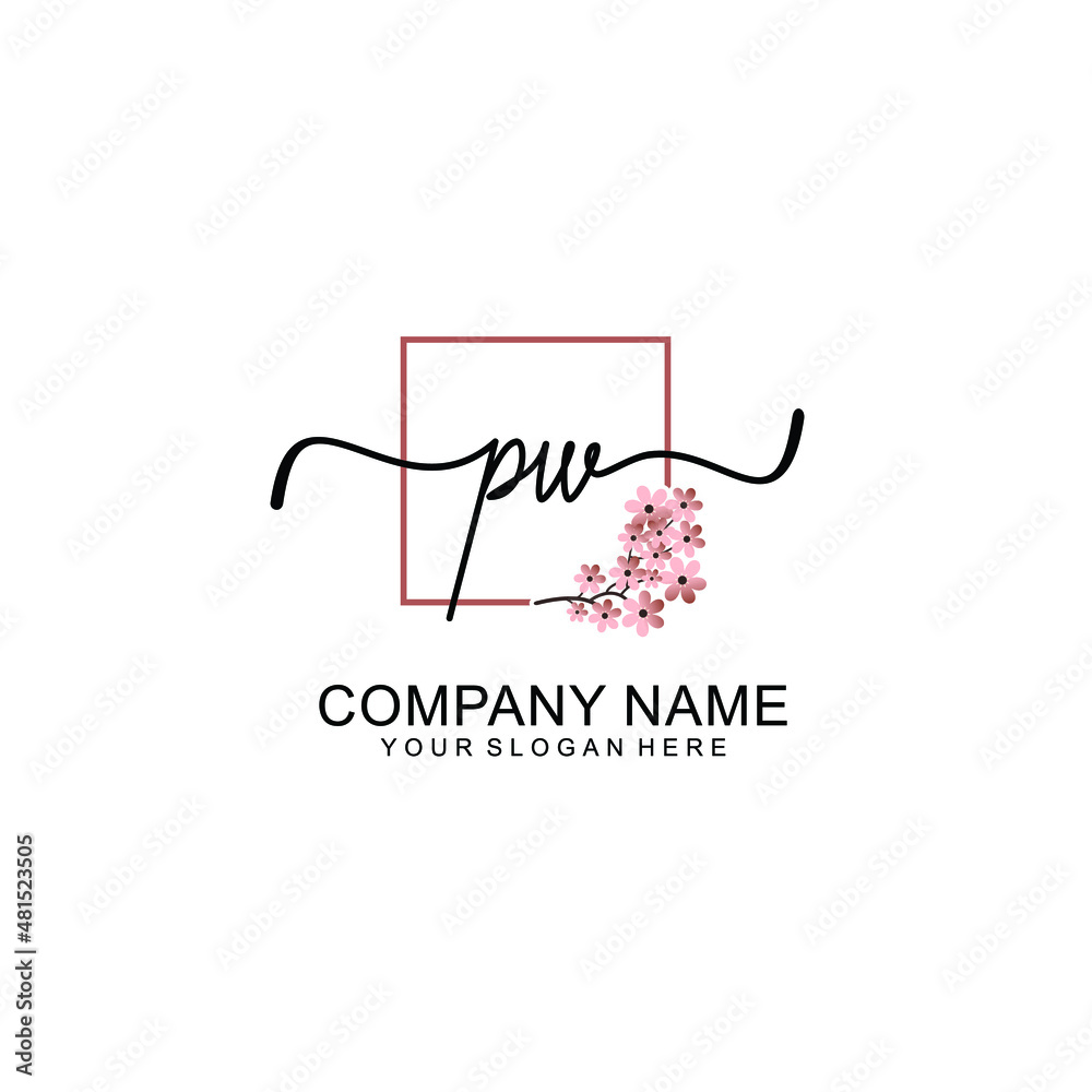 Initial PW beauty monogram and elegant logo design handwriting logo of initial signature Initial PW beauty monogram and elegant logo design handwriting logo of initial signature