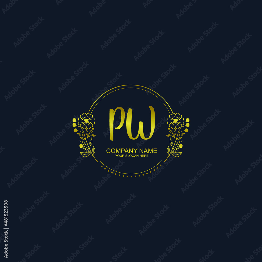 PW initial hand drawn wedding monogram logos