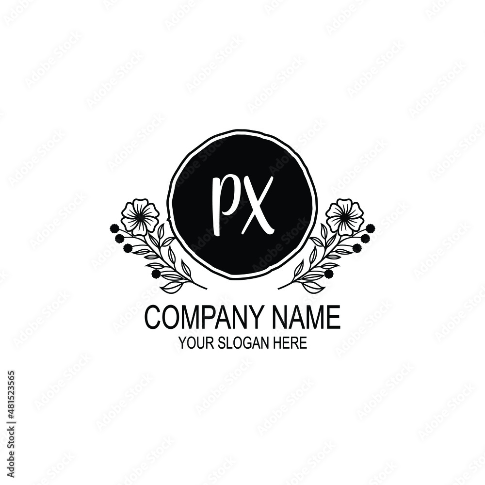 PX initial hand drawn wedding monogram logos