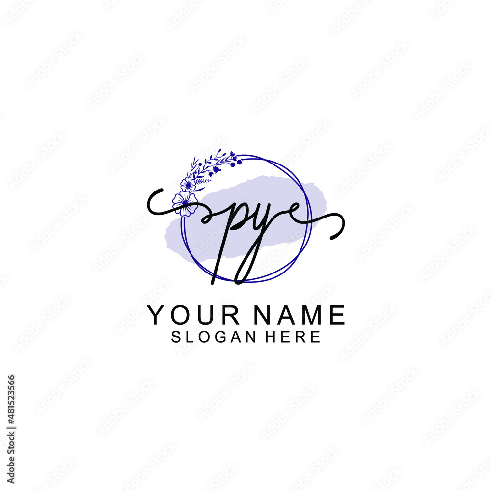 Initial PY beauty monogram and elegant logo design handwriting logo of initial signature Initial PY beauty monogram and elegant logo design handwriting logo of initial signature