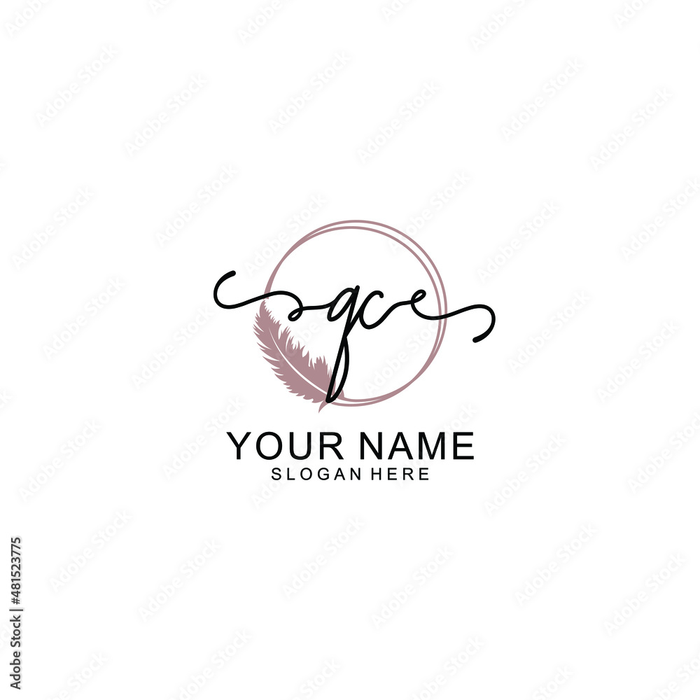 Initial QC beauty monogram and elegant logo design handwriting logo of initial signature Initial QC beauty monogram and elegant logo design handwriting logo of initial signature
