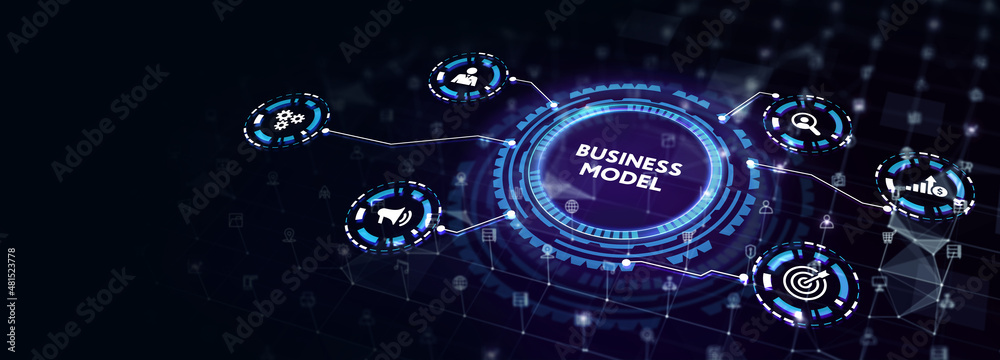 Business, Technology, Internet and network concept. Shows the inscription: BUSINESS MODEL. 3d illustration Business, Technology, Internet and network concept. Shows the inscription: BUSINESS MODEL. 3d illustration
