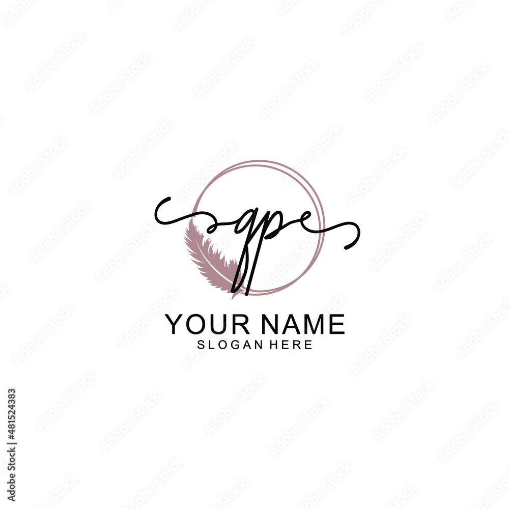 Initial QP beauty monogram and elegant logo design handwriting logo of initial signature Initial QP beauty monogram and elegant logo design handwriting logo of initial signature