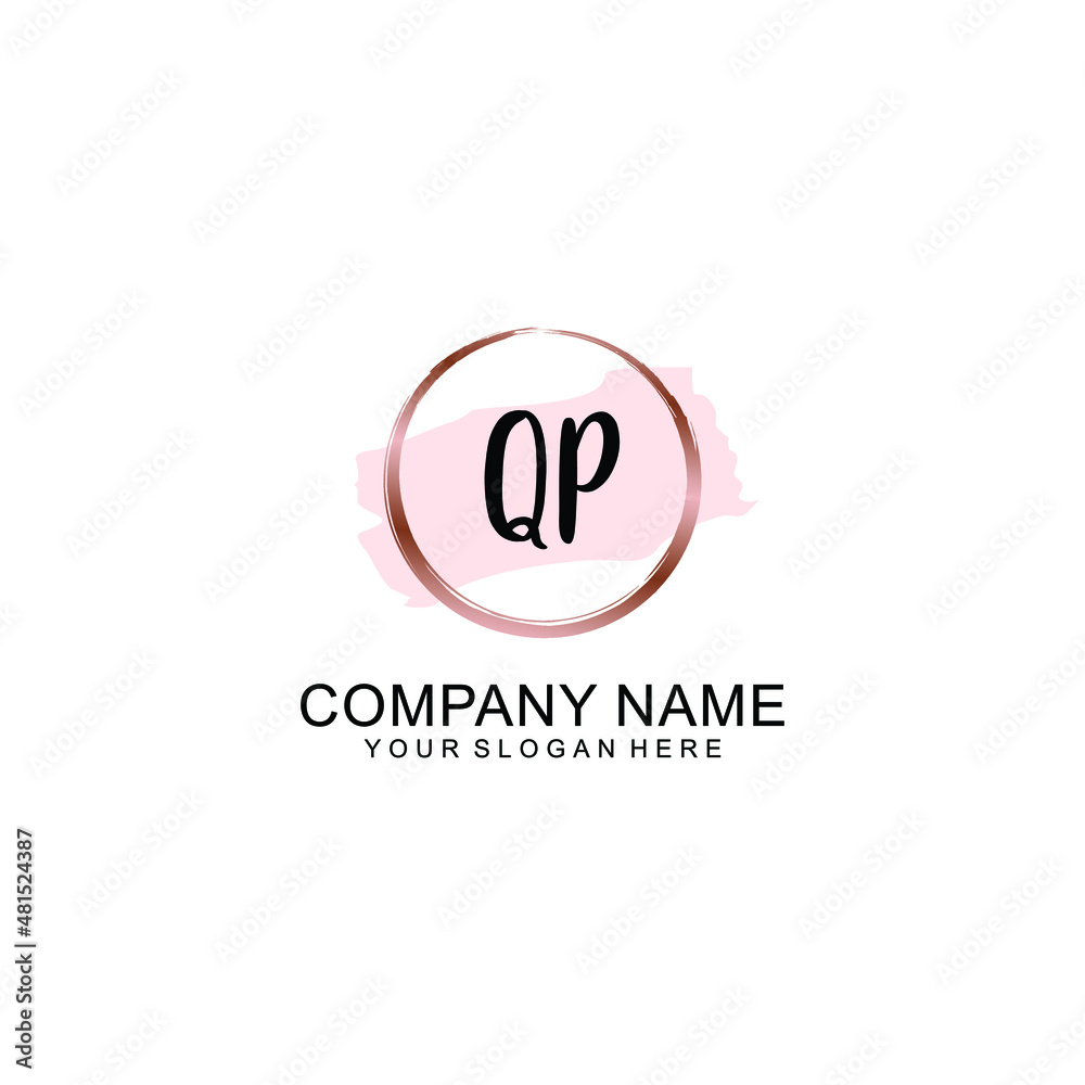 QP Initial handwriting logo vector. Hand lettering for designs