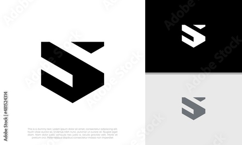 Initials S logo design. Initial Letter Logo. Innovative high tech logo template. Template label for blockchain technology.	
